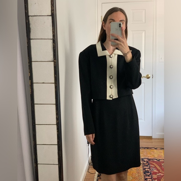 Jacqueline Ferrar Dresses & Skirts - VTG 80s 90s Jaqueline Ferrar 2-piece blazer and dress small medium black white